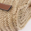 LOEWE Basket Bag Hand Bag Raffia Beige Silver Auth BA15075A-15