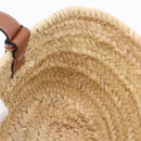 LOEWE Basket Bag Hand Bag Raffia Beige Silver Auth BA15075A-19