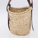 LOEWE Basket Bag Hand Bag Raffia Beige Silver Auth BA15075A-3