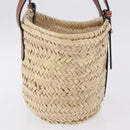 LOEWE Basket Bag Hand Bag Raffia Beige Silver Auth BA15075A-4