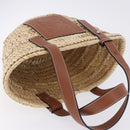 LOEWE Basket Bag Hand Bag Raffia Beige Silver Auth BA15075A-6