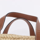 LOEWE Basket Bag Hand Bag Raffia Beige Silver Auth BA15075A-8