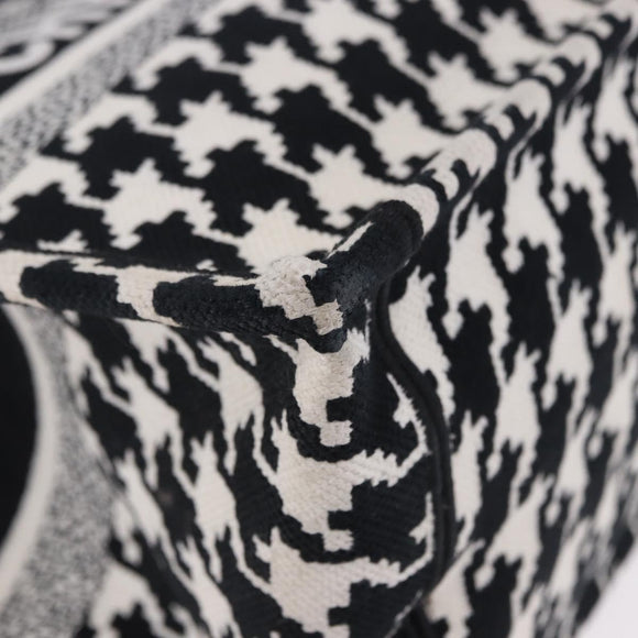 Christian Dior Staggered Pattern Book Tote Medium Bag Canvas Black Auth BA15076M
