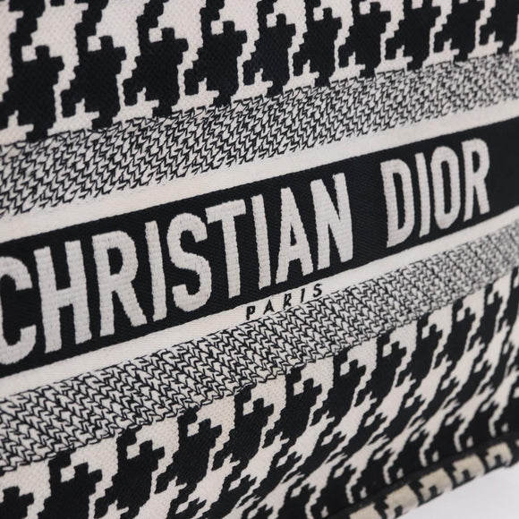 Christian Dior Staggered Pattern Book Tote Medium Bag Canvas Black Auth BA15076M