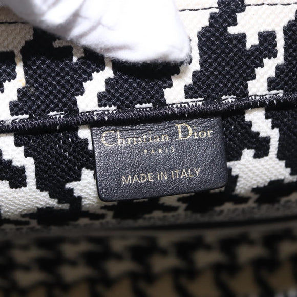 Christian Dior Staggered Pattern Book Tote Medium Bag Canvas Black Auth BA15076M