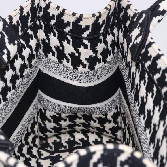 Christian Dior Staggered Pattern Book Tote Medium Bag Canvas Black Auth BA15076M
