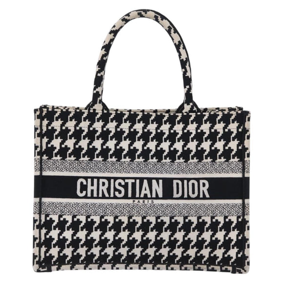 Christian Dior Staggered Pattern Book Tote Medium Bag Canvas Black Auth BA15076M