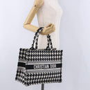 Christian Dior Staggered Pattern Book Tote Medium Bag Canvas Black Auth BA15076M-21