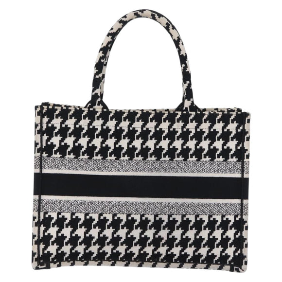 Christian Dior Staggered Pattern Book Tote Medium Bag Canvas Black Auth BA15076M
