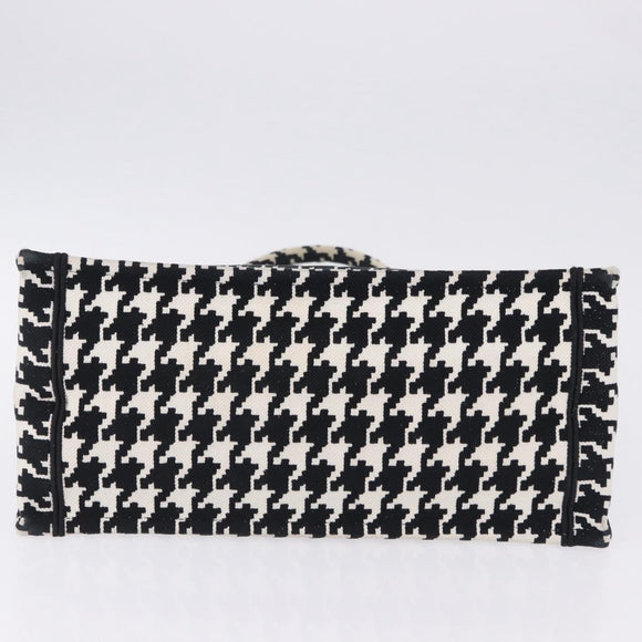 Christian Dior Staggered Pattern Book Tote Medium Bag Canvas Black Auth BA15076M