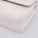 CHANEL V Stitch Chain Chevron Shoulder Bag Leather White Navy CC Auth BA15077SAM-10
