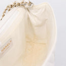 CHANEL V Stitch Chain Chevron Shoulder Bag Leather White Navy CC Auth BA15077SAM-19