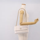 CHANEL V Stitch Chain Chevron Shoulder Bag Leather White Navy CC Auth BA15077SAM-27