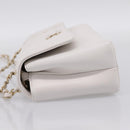 CHANEL V Stitch Chain Chevron Shoulder Bag Leather White Navy CC Auth BA15077SAM-4