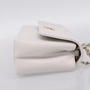 CHANEL V Stitch Chain Chevron Shoulder Bag Leather White Navy CC Auth BA15077SAM-5