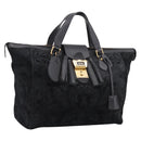 GUCCI Tote Bag Suede Black Gold 303891 Auth BA15078A-1