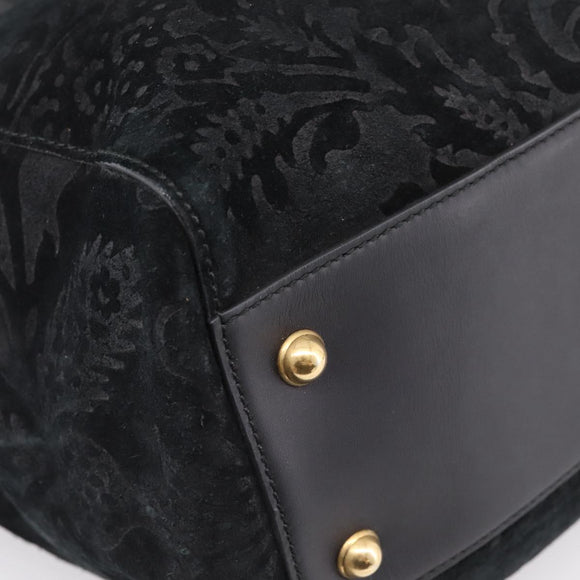 GUCCI Tote Bag Suede Black Gold 303891 Auth BA15078A