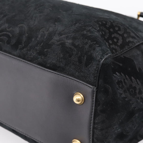 GUCCI Tote Bag Suede Black Gold 303891 Auth BA15078A