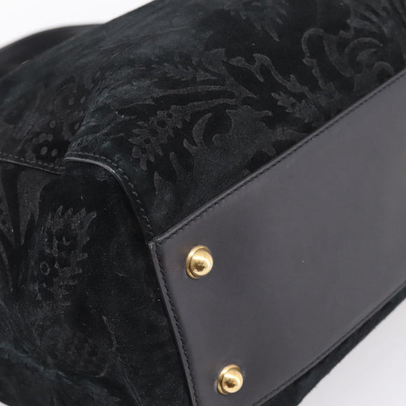 GUCCI Tote Bag Suede Black Gold 303891 Auth BA15078A