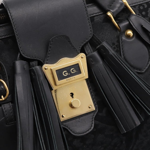 GUCCI Tote Bag Suede Black Gold 303891 Auth BA15078A
