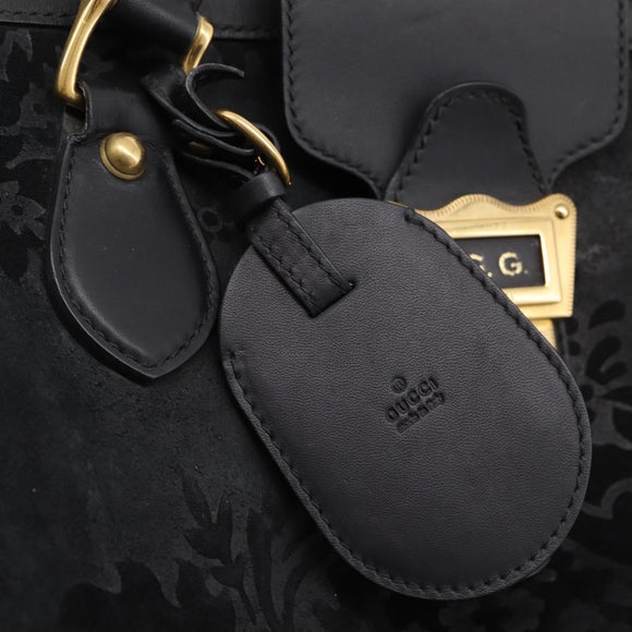 GUCCI Tote Bag Suede Black Gold 303891 Auth BA15078A