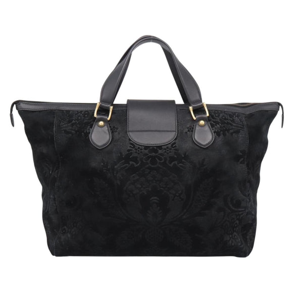 GUCCI Tote Bag Suede Black Gold 303891 Auth BA15078A