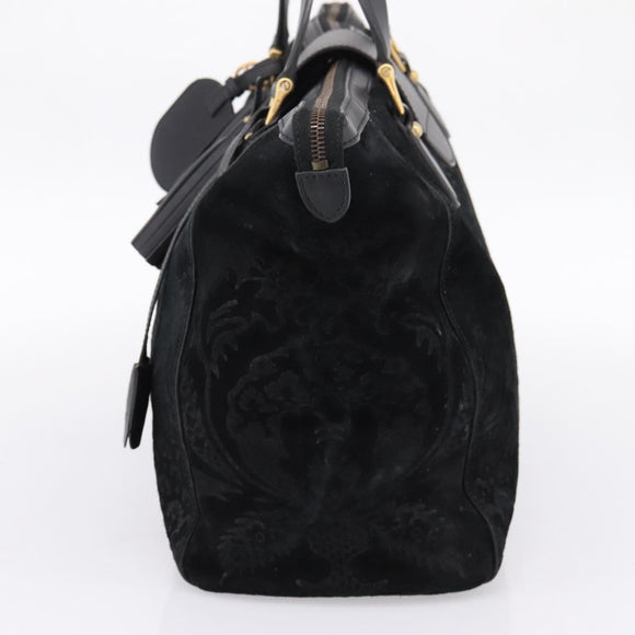 GUCCI Tote Bag Suede Black Gold 303891 Auth BA15078A