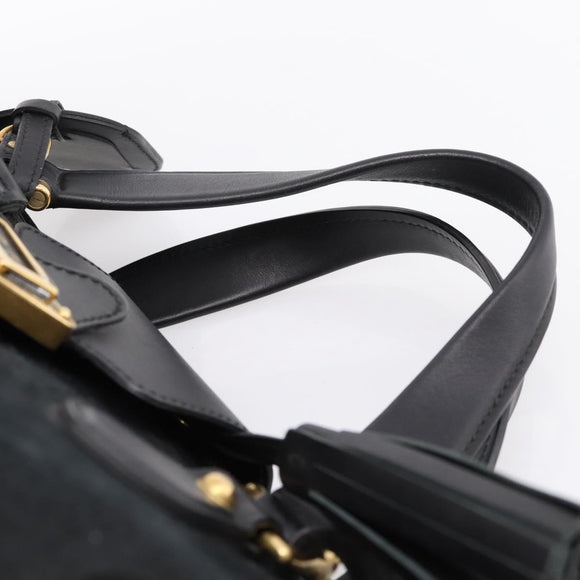 GUCCI Tote Bag Suede Black Gold 303891 Auth BA15078A