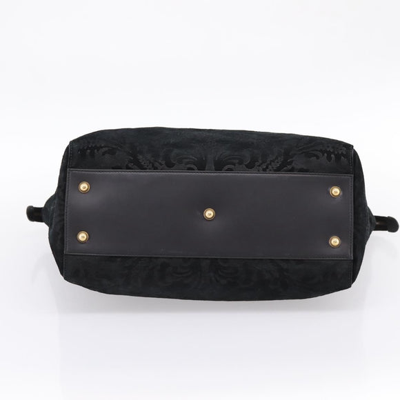 GUCCI Tote Bag Suede Black Gold 303891 Auth BA15078A