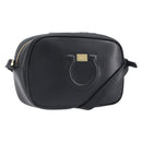 Salvatore Ferragamo Gancini Shoulder Bag Leather Black Gold Auth BA15079A-1