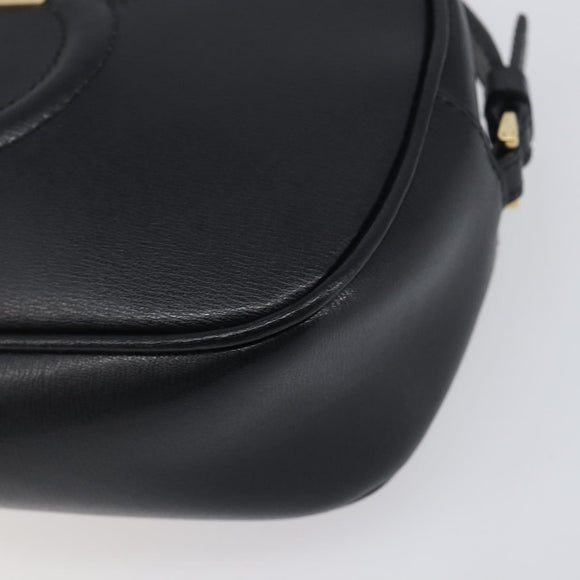 Salvatore Ferragamo Gancini Shoulder Bag Leather Black Gold Auth BA15079A