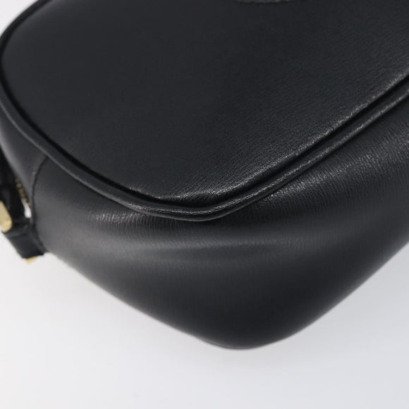 Salvatore Ferragamo Gancini Shoulder Bag Leather Black Gold Auth BA15079A