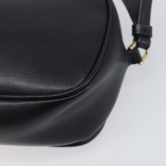 Salvatore Ferragamo Gancini Shoulder Bag Leather Black Gold Auth BA15079A