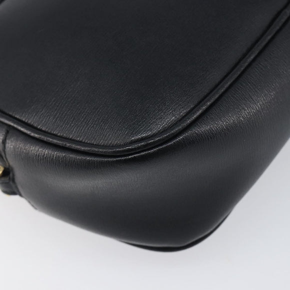 Salvatore Ferragamo Gancini Shoulder Bag Leather Black Gold Auth BA15079A