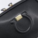 Salvatore Ferragamo Gancini Shoulder Bag Leather Black Gold Auth BA15079A-17