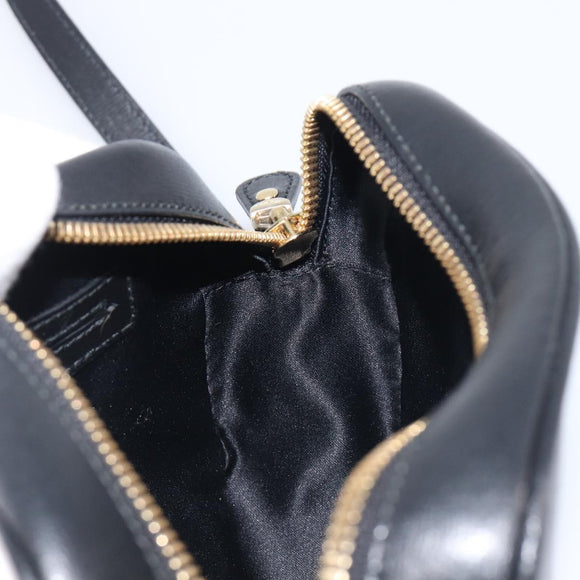 Salvatore Ferragamo Gancini Shoulder Bag Leather Black Gold Auth BA15079A