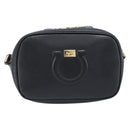Salvatore Ferragamo Gancini Shoulder Bag Leather Black Gold Auth BA15079A-13