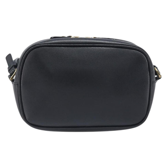 Salvatore Ferragamo Gancini Shoulder Bag Leather Black Gold Auth BA15079A