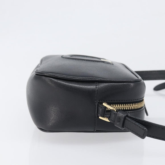 Salvatore Ferragamo Gancini Shoulder Bag Leather Black Gold Auth BA15079A