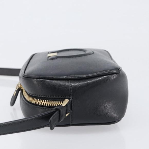 Salvatore Ferragamo Gancini Shoulder Bag Leather Black Gold Auth BA15079A