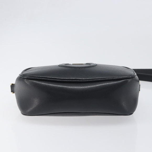 Salvatore Ferragamo Gancini Shoulder Bag Leather Black Gold Auth BA15079A