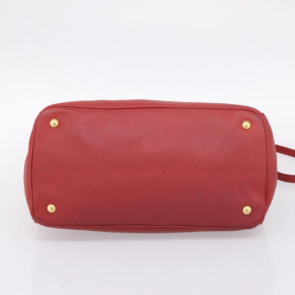 PRADA Hand Bag Vittero Dino Leather 2way Red Gold Auth BA15080V