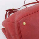 PRADA Hand Bag Vittero Dino Leather 2way Red Gold Auth BA15080V-13