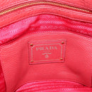 PRADA Hand Bag Vittero Dino Leather 2way Red Gold Auth BA15080V-18