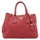 PRADA Hand Bag Vittero Dino Leather 2way Red Gold Auth BA15080V-2
