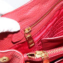 PRADA Hand Bag Vittero Dino Leather 2way Red Gold Auth BA15080V-23