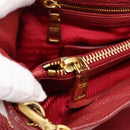 PRADA Hand Bag Vittero Dino Leather 2way Red Gold Auth BA15080V-25