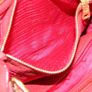 PRADA Hand Bag Vittero Dino Leather 2way Red Gold Auth BA15080V-26