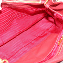 PRADA Hand Bag Vittero Dino Leather 2way Red Gold Auth BA15080V-27