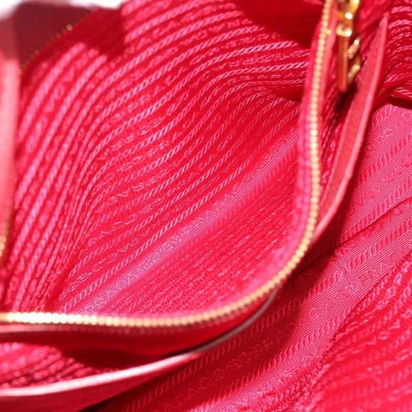 PRADA Hand Bag Vittero Dino Leather 2way Red Gold Auth BA15080V
